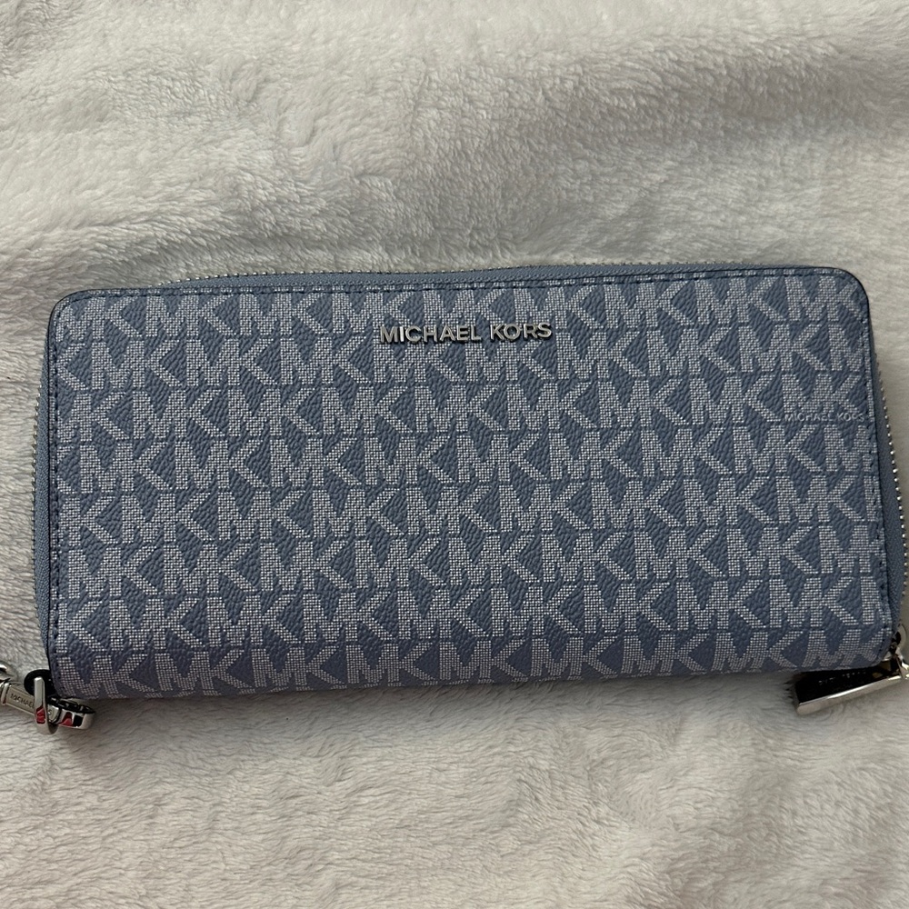 Michael Kors Denim Monogram Zip Wallet